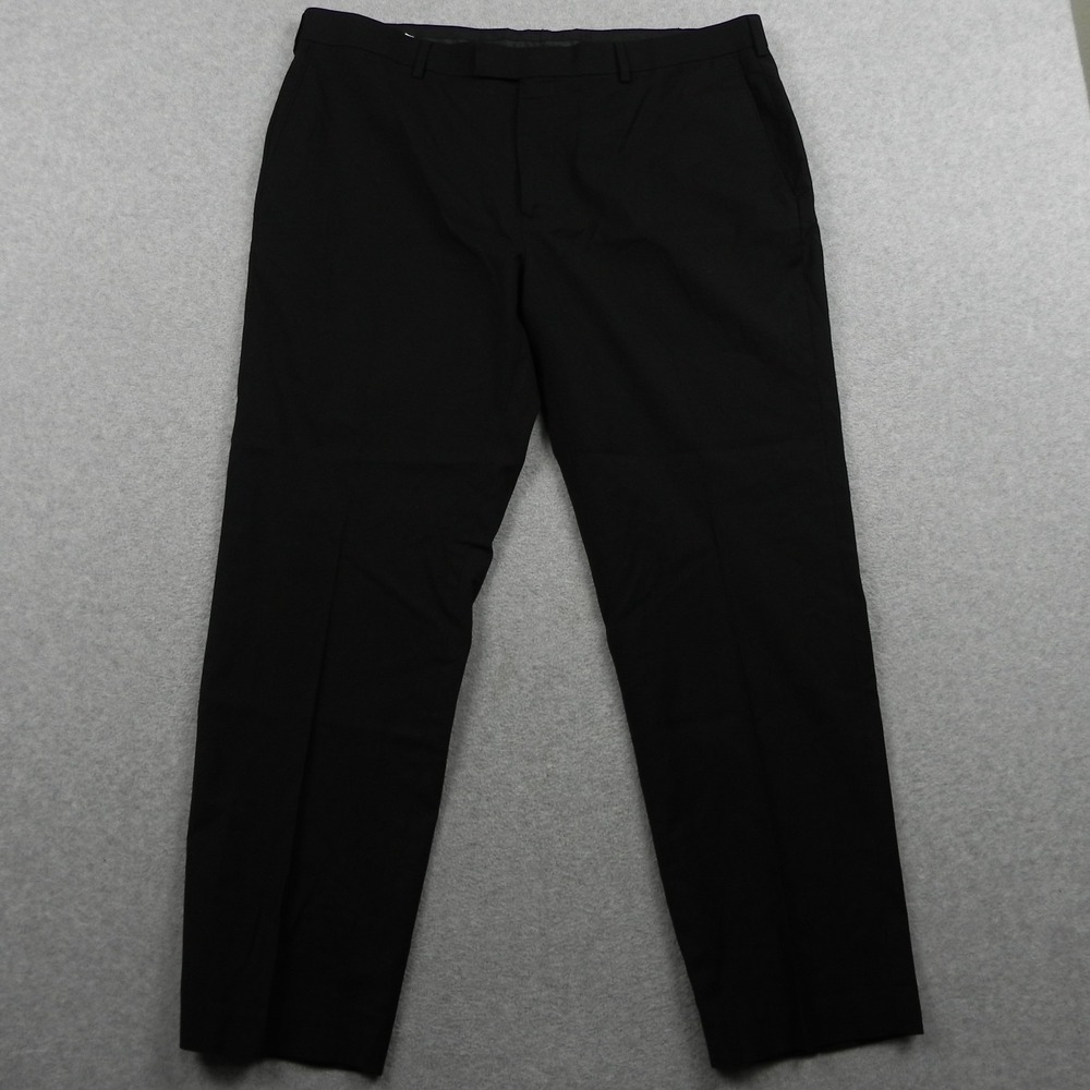 Savane Pants Mens 40x30 Dress Slacks Suit Business Formal Flat Front Black